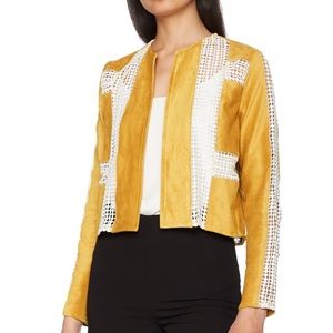 Goldie Mustard Gold Faux Suede Statement Blazer/Jacket Size Large